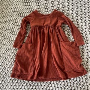 Remie Girl Ribbed Long Sleeve Day Dress